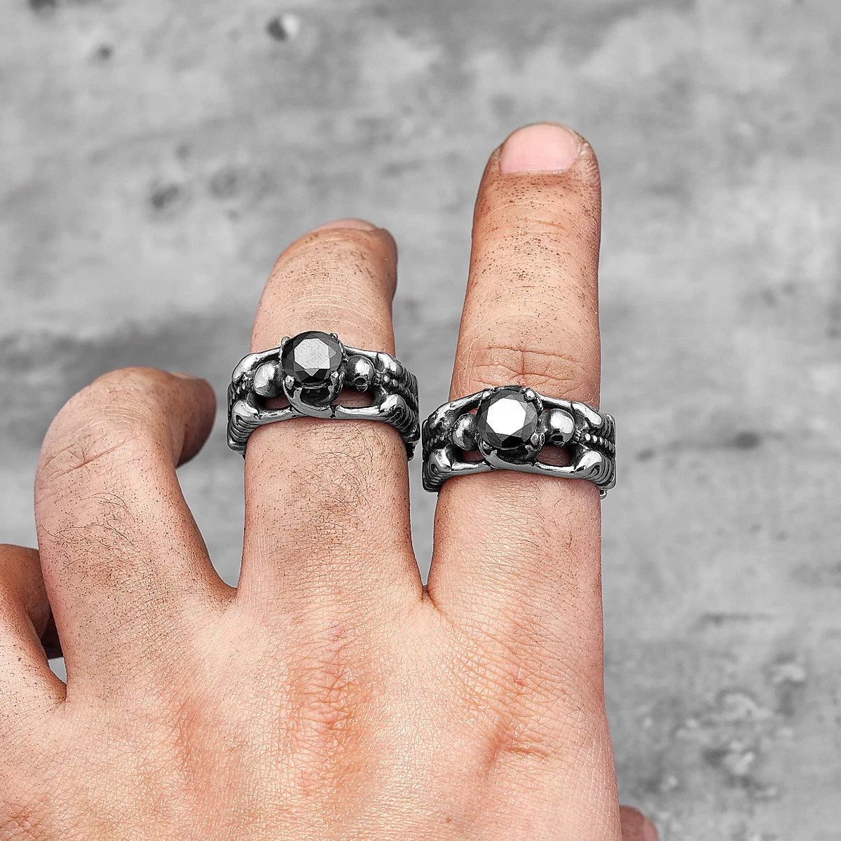 Skull Gemstone Ring — Stainless Steel