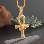 Stainless Steel Ancient Egyptian Ankh Cross Life Key Totem Necklace Men and Women Lucky Amulet Jewelry