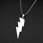 Black Lightning Pendant Necklace — Stainless Steel