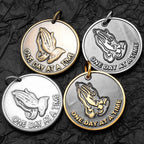Praying Hands Cross Pendant — Stainless Steel