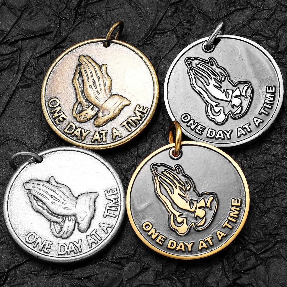 Praying Hands Cross Pendant — Stainless Steel