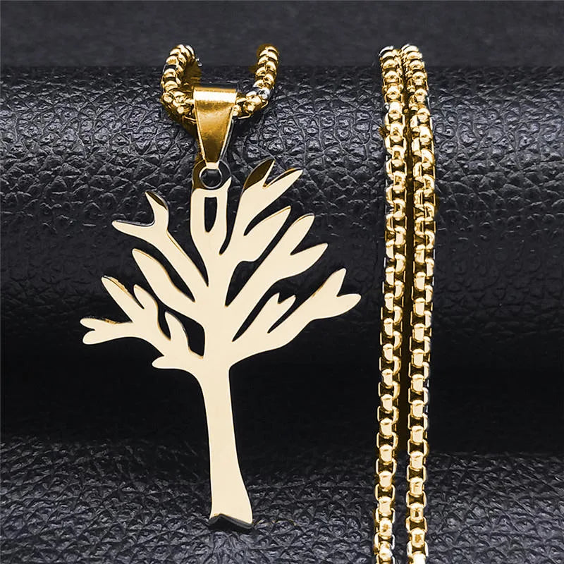 Stainless Steel Box Chain Pendant Necklace Minimal