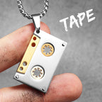 Music Player Tape Stainless Steel Jewelry Men Simple Necklace With Pendant For Male Women PunkHip Hop Accessories Gift Wholesale