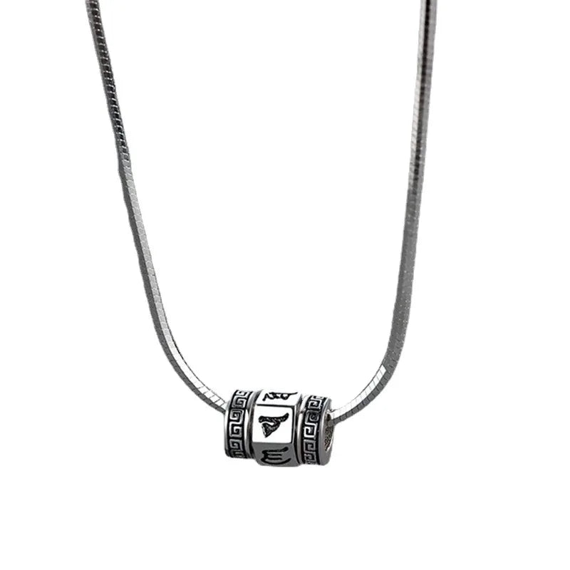 Ethnic Style Rotatable Six Syllable Mantra Bead Pendant Necklace For Men Women Jewelry Fashion S925 Chain Necklace Male Gift