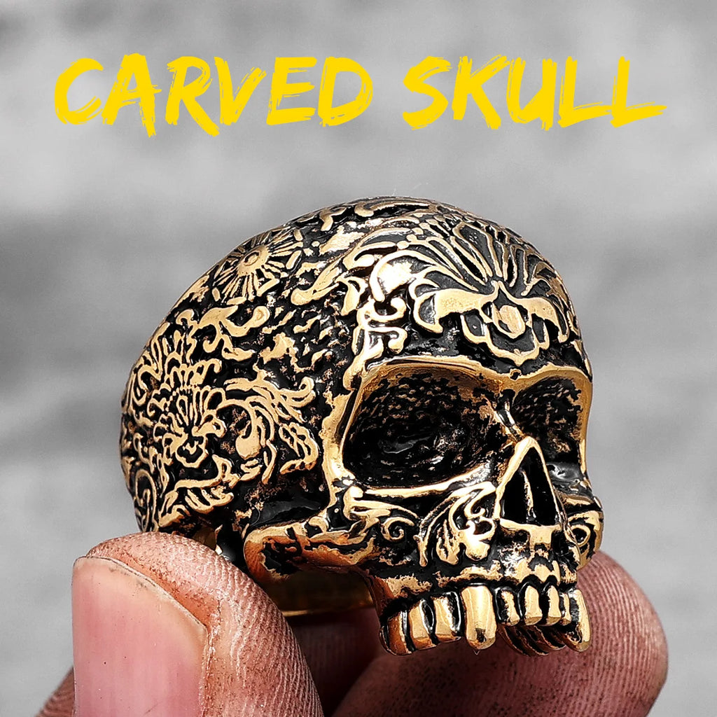 Vintage Punk Gothic All Skull Head Series Stainless Steel Womens Mens Rings Unique for Biker Jewelry Creativity Gift