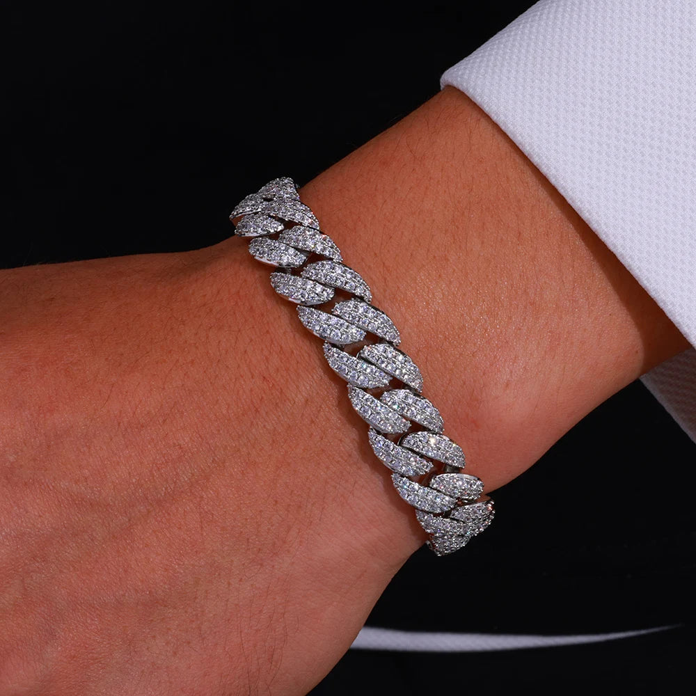 HHIOK Bracelet Hip Hop Jewelry Shining Cubic Zirconia Miami 13MM Cuban Chain Men and Women Festival Gift