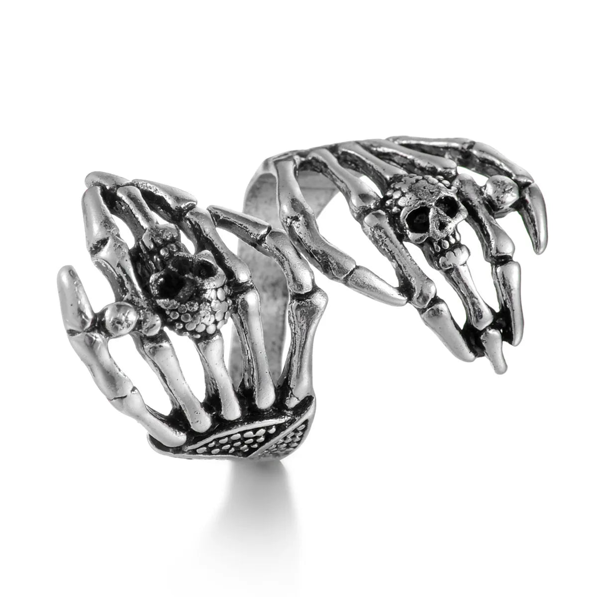 Vintage Goth Black Cross Open Ring for Men Women — Black-Tone