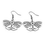 Butterfly Silver Earrings Gothic Crescent Moon