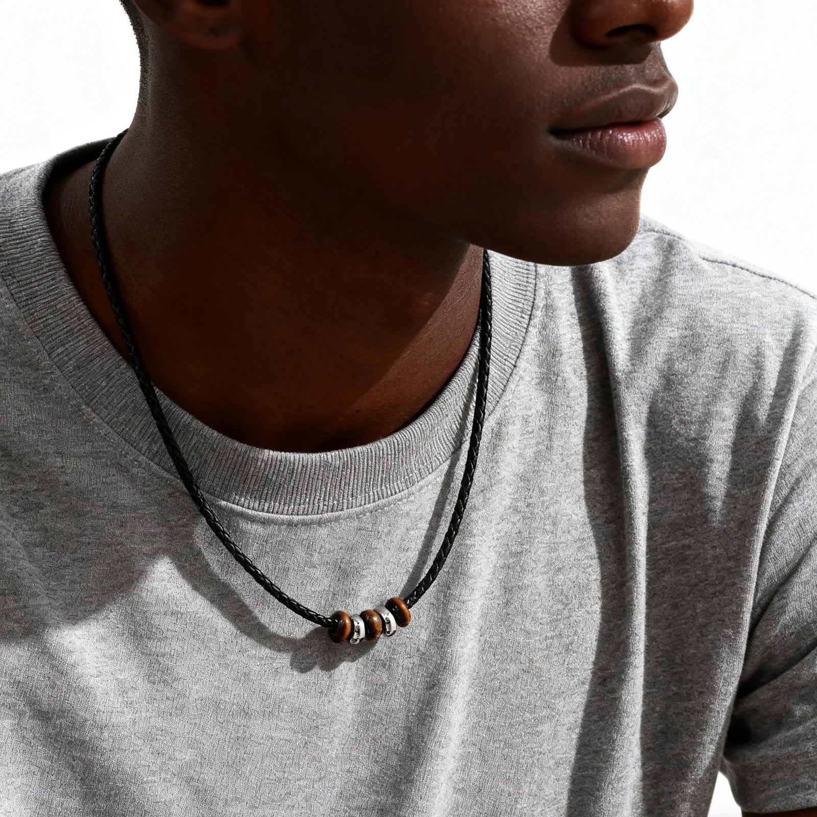 Tiger Eye Stone Pendant — Stainless Steel