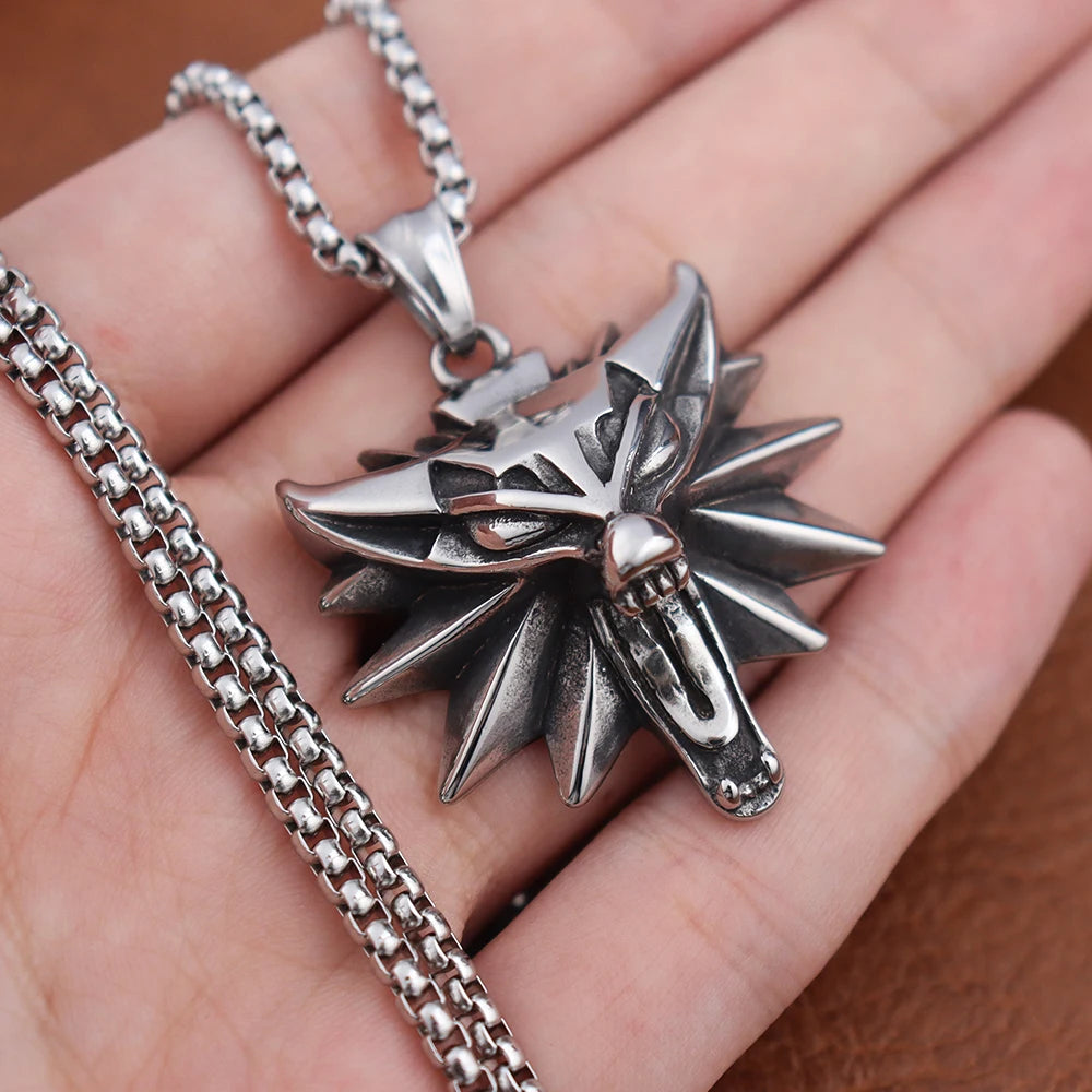 Viking Wolf Stainless Steel Pendant Necklace