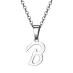 Vintage Initial Letter Pendant Necklace for Women Simple Stainless Steel Letter Glossy Clavicle Chain Choker Necklaces Jewelry