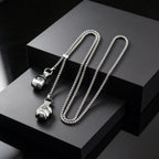 Men's Stainless Steel Boxing Glove Pendant Necklace, Adjustable Drawstring Long Chain Necklace, Creative Fashion Jewelry for Men