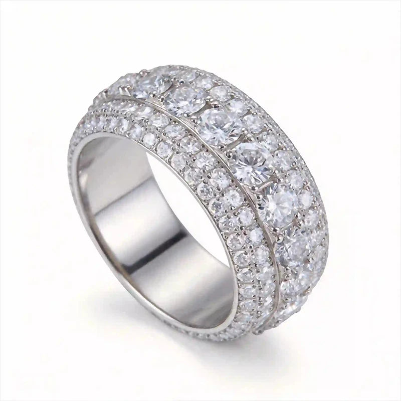 Iced Out Moissanite Band Ring — 925 Silver