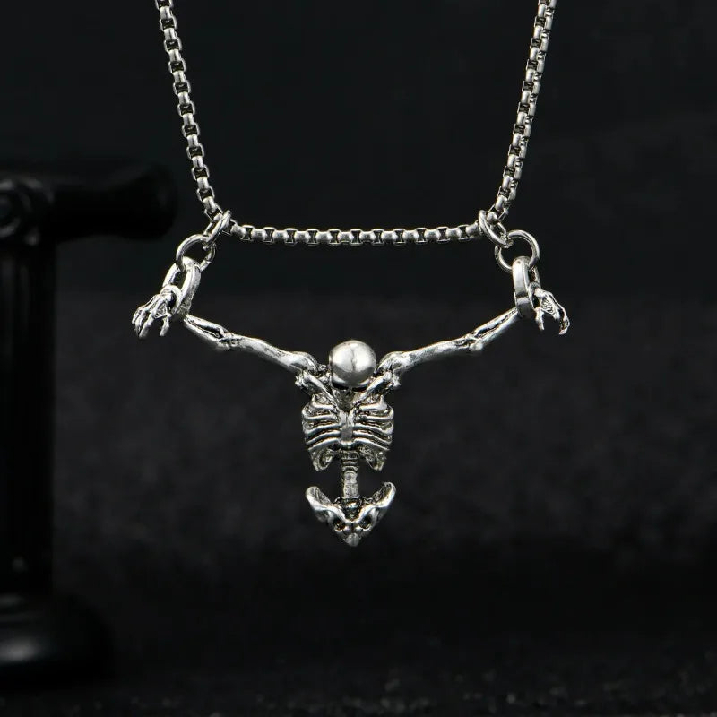 Halloween Punk Style Skull Necklace Retro Accessory Pendant Sweater Chain Halloween Gift Decorative Pendant