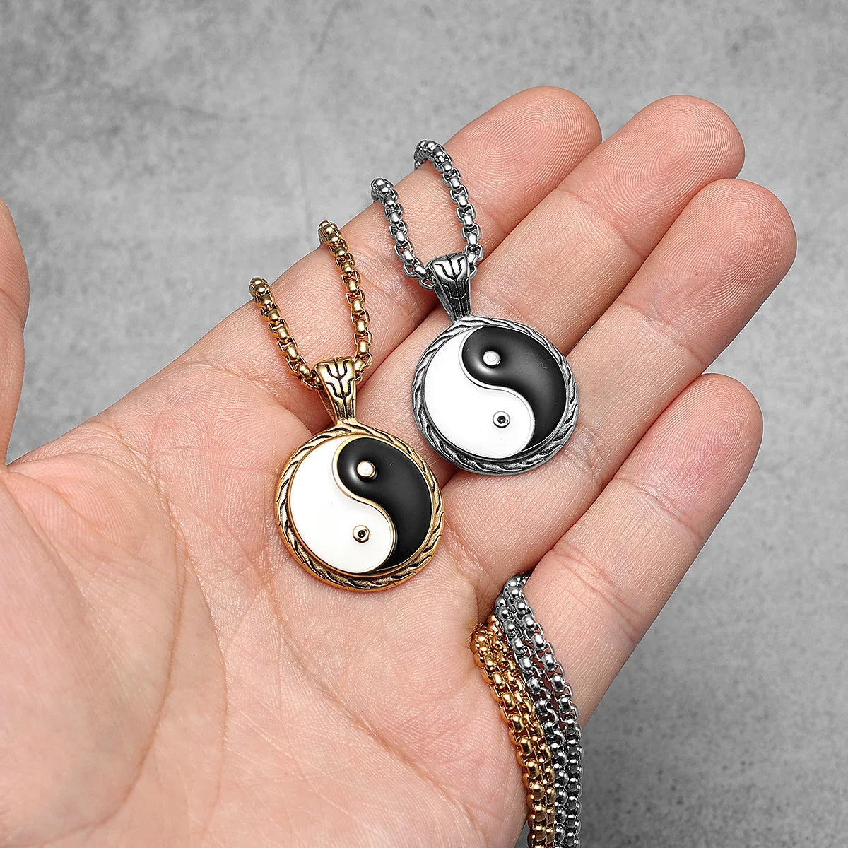 Yin-Yang Pendant Necklace — Stainless Steel