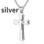 Double-Layer Cross Stainless Steel Pendant Necklace