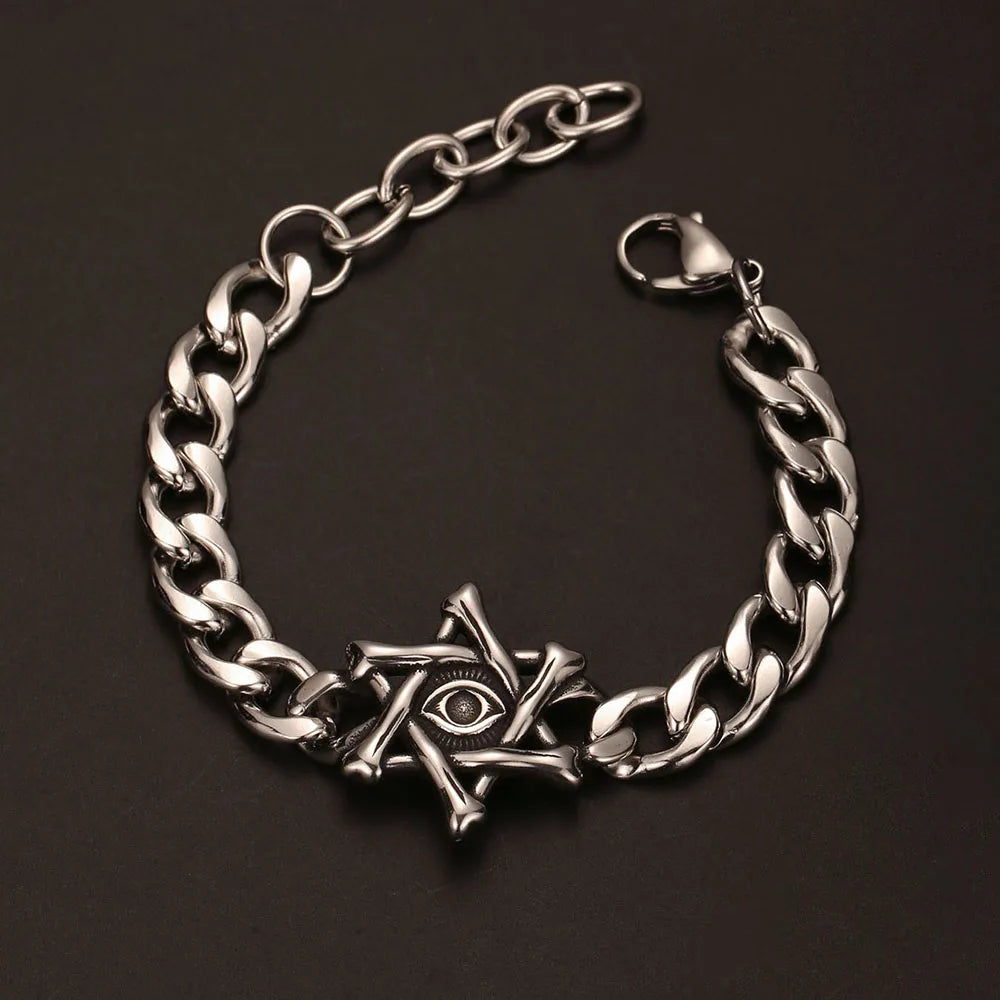Medieval Norse Viking Rune Wolf Bracelet Man Stainless Steel Valknut Witch Knot Compass Bracelet for Men Scandinavian