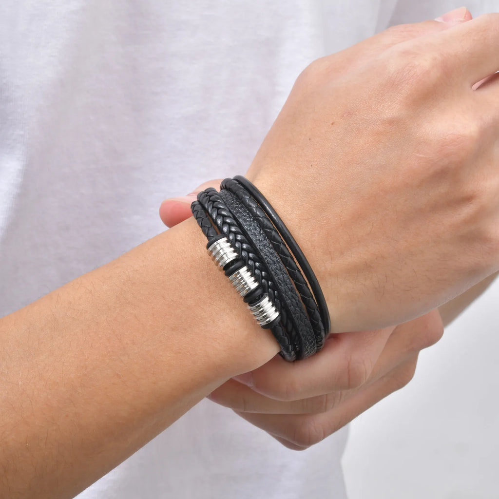 Viking Multi Layer Braided Leather Bracelet