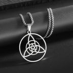 Stainless Steel Trinity Celtic Knot Nordic Rune Pendant Necklace Retro Ethnic Style Irish Knot Lucky Amulet Jewelry for