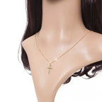 Fashion Gold Silver Crystal Christian Jesus Cross Pendant Necklaces Women New Clavicle Chain Necklace Collar Jewelry Gift