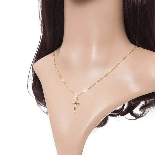 Cross Iced Out Two-tone Crystal Pendant Necklace