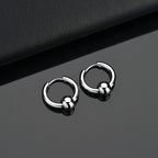 2pcs Stainless Steel Hoop Earrings For Men Small Circle Metal Ball Anti-allergic Ear Buckle Rock Hip Hop Artificial