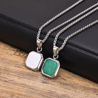 Natural Stone Geometric Pendant — Stainless