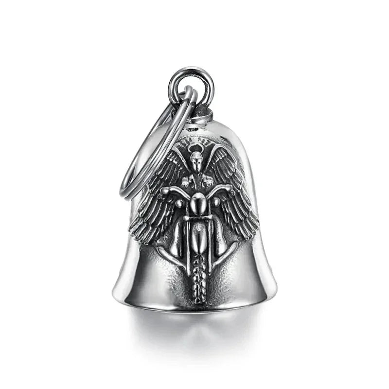 Pirate Skull Moto Bell Pendant Necklace — Gothic Motorcycle Rider