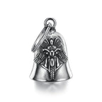 Pirate Skull Moto Bell Pendant Necklace — Gothic Motorcycle Rider