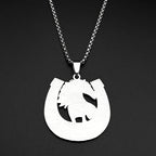 Horseshoes Horses U Shape Pendant Necklace For Women Men Stainless Steel Gold Color Animal Cowboy Male Daily Wear Chain Jewelry