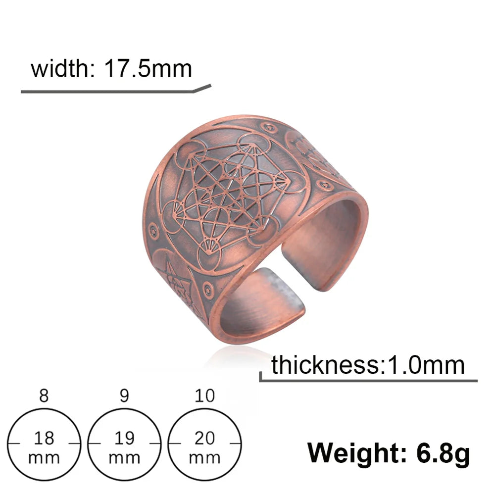 My Shape Vintage Solomon Rings Seal of The 7 Archangels Rings for Men Bronze Copper Ring Viking Rune Finger Ring Amulet Jewelry