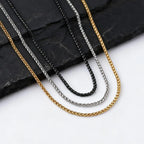 Stainless Steel Wheat Chain Necklace for Men Boys,3mm Silver Gold Black Color Chain Link Collars,Rock Punk Jewelry Gift