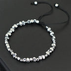 Natural Irregular Hematite Stone Men Healing Bracelet 2 Colors Braided String Braclet Adjustable Boyfriend Gift Pulsera