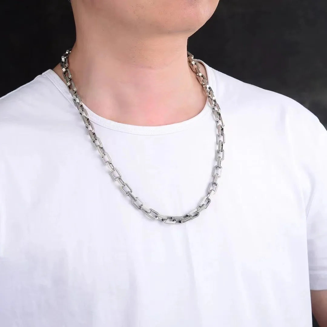 Brass Punk Hiphon rock link Chain Cool Necklace Clavicle Chain Necklace For Women Men Girls Party Jewelry