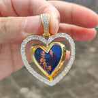 Iced Out Heart Photo Pendant Necklace