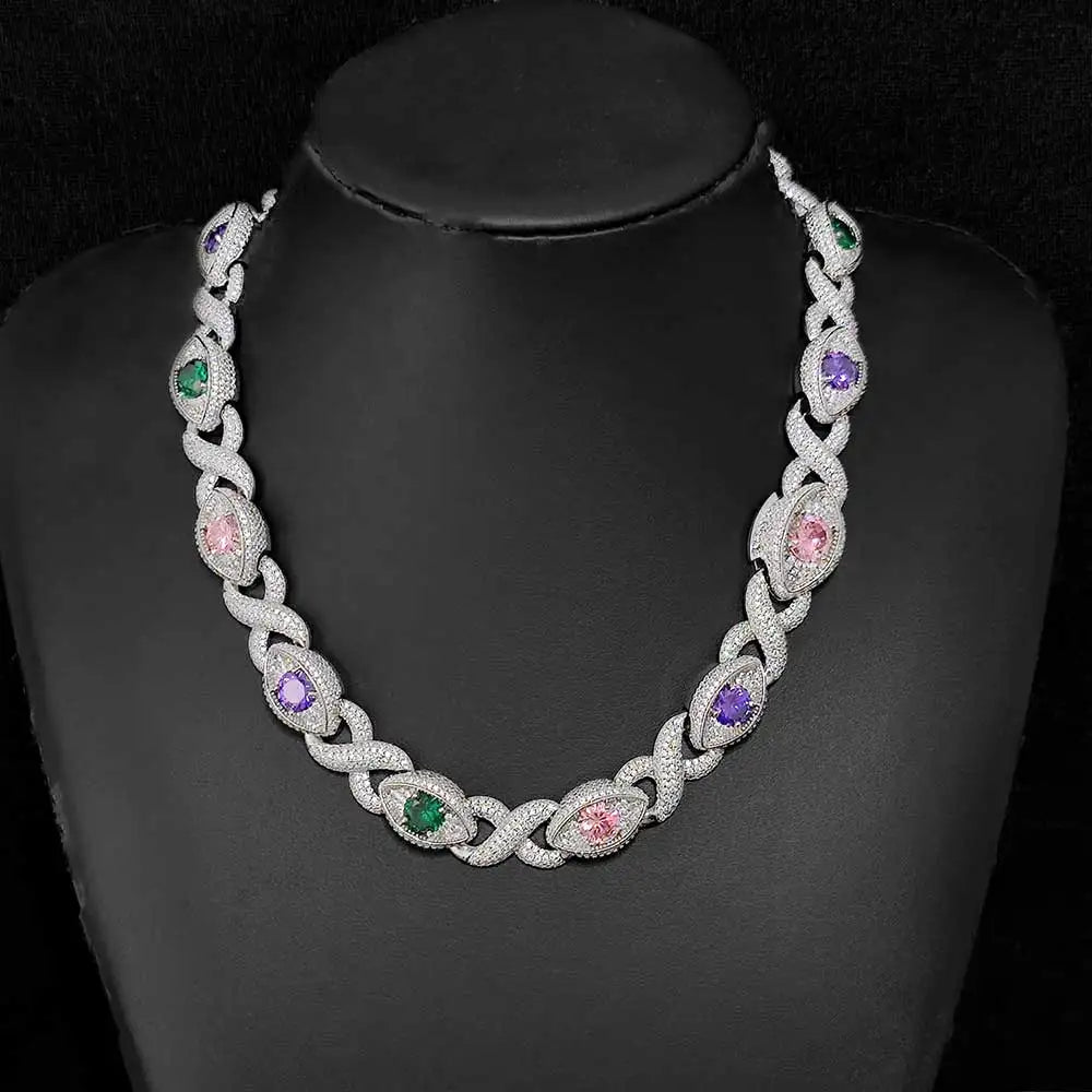 Iced Out Chain Necklace Colored Zircon 15MM