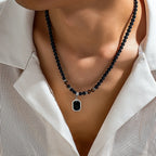 Iced Out Tiger Black Pendant Eye Rosary Crystal