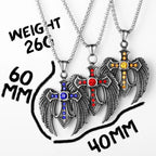 Angel Wing Cross Pendant — Stainless Steel