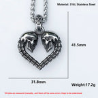 Gothic Love Skeleton Stainless Steel Pendant Necklace