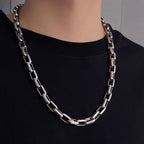 Men Thick Rectangle Paperclip Link Choker Necklace 316L Stainless Steel No Pendant Minimalist Hop Street Layer Neck Jewelry
