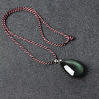 Black Natural Obsidian Water Drop Pendants Rope Necklaces Lucky for Men Women Safety Amulet Stone Jewelry