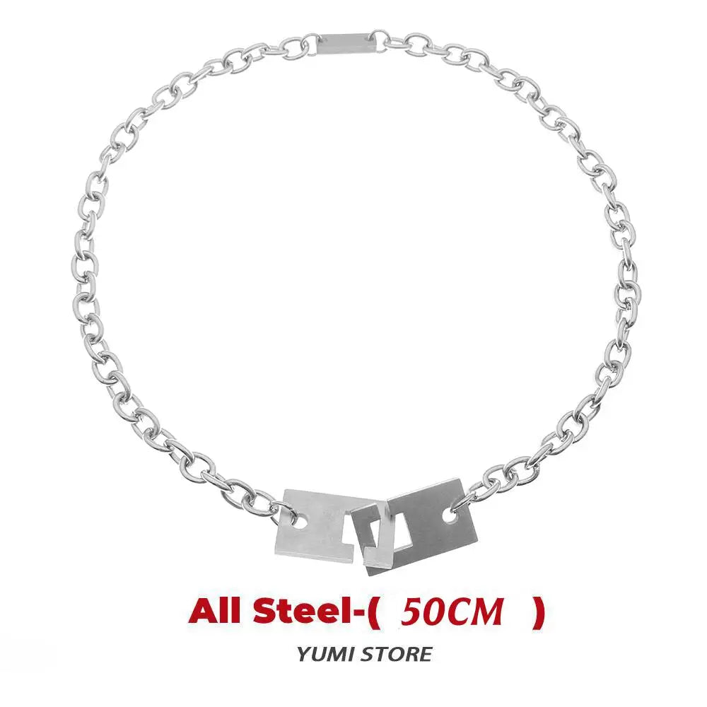 Hip Hop Lock Necklace For Men Women Titanium Steel Square Clavicle Chain Fashion Kpop Unisex Jewelry Punk Street Accessories