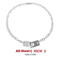 Hip Hop Lock Necklace For Men Women Titanium Steel Square Clavicle Chain Fashion Kpop Unisex Jewelry Punk Street Accessories