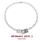 Hip Hop Lock Necklace For Men Women Titanium Steel Square Clavicle Chain Fashion Kpop Unisex Jewelry Punk Street Accessories