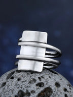 Viking Hammer Geometric Band Ring for Men — Stainless Steel