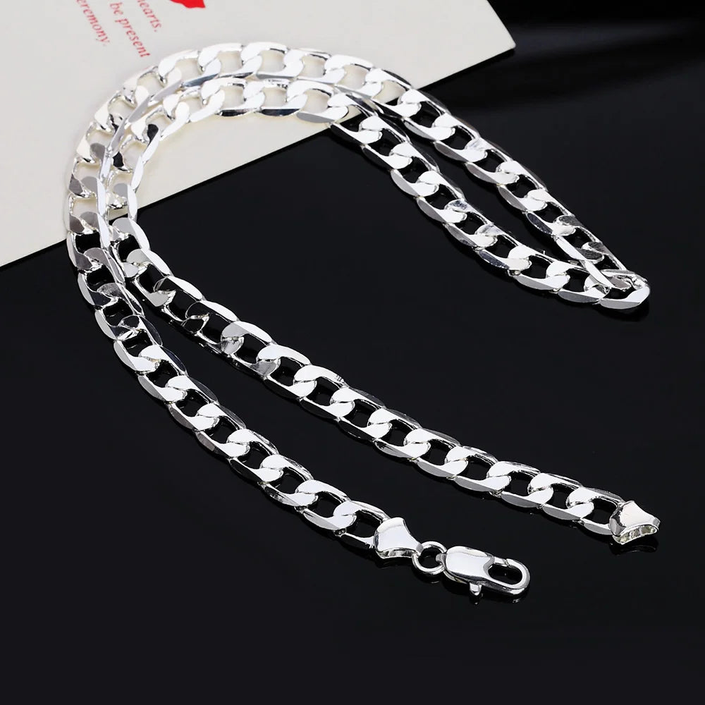 Hot sale 925 Sterling Silver 6MM Necklace Cuban link chain Jewelry classic 40-60cm For women men fashion Christmas gift
