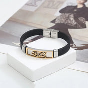 Jesus Cross Silicone Bracelet — Stainless Steel