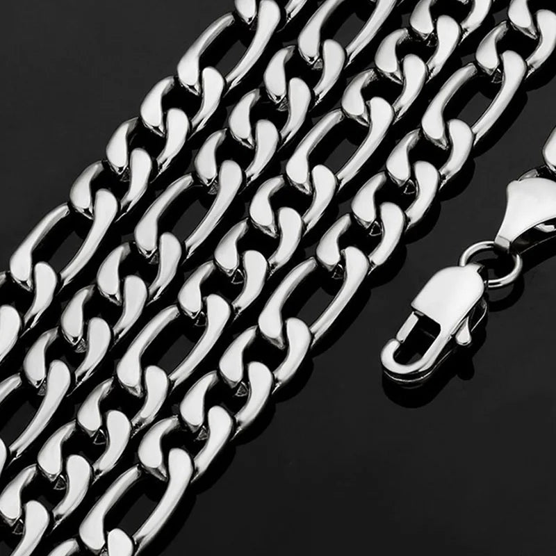 925 Sterling Silver 40-75cm Figaro Chain Necklace Men Women Fashion Simple Chain Wedding Christmas Gift Jewelry