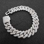 925 Silver Cuban Chain Necklace Iced Out 10-20MM