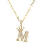 Crown Initial Letter Pendant Necklace — Copper